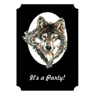 Wolf Head Animal Birthday Custom Invite