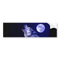 Wolf Howling at Moon Bumper Sticker