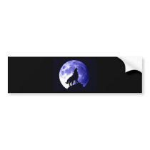 Wolf Howling at Moon Bumper Stickers