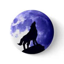Wolf Howling at Moon Button