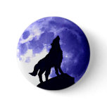 Wolf Howling at Moon Button