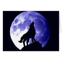 Wolf Howling at Moon Card