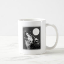 Wolf Howling at Moon Coffee Mugs