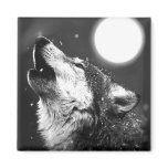 Wolf Howling at Moon Fridge Magnet