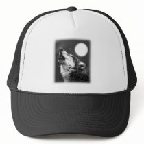 Wolf Howling at Moon Mesh Hats