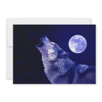 Wolf Howling at Moon Invitation