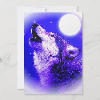Wolf Howling at Moon Invitation