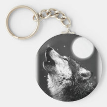 Wolf Howling at Moon Key Chains