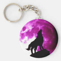 Wolf Howling at Moon Key Chains