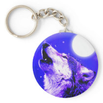 Wolf Howling at Moon Key Chains