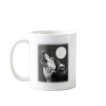 Wolf Howling at Moon Coffee Mugs
