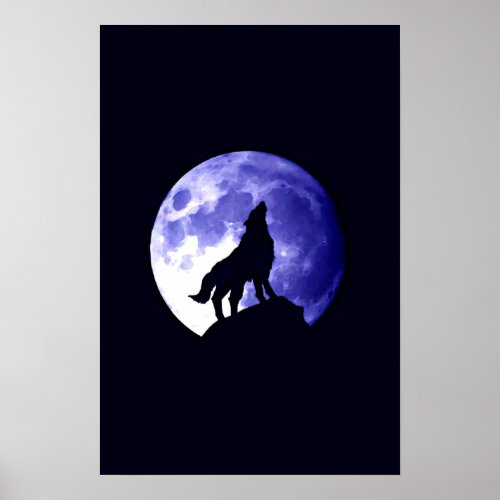 Wolf Howling at Moon Poster Print - Wolf Posters print