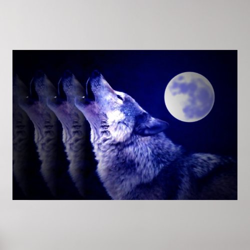 Wolf Howling at Moon Poster Print - Wolf Posters print