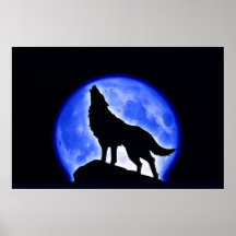 Wolf Howling at Moon Poster Print - Wolf Posters