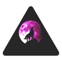 Wolf Howling at Moon Triangle Sticker
