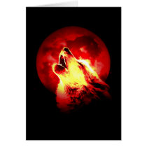 Wolf Howling at Red Night Greeting Card