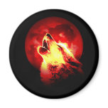 Wolf Howling at Red Night Magnets