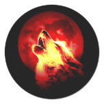 Wolf Howling at Red Night Stickers