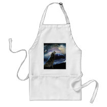 Wolf howling at the moon aprons