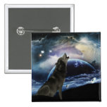 Wolf howling at the moon buttons