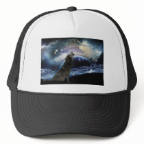 Wolf howling at the moon hats