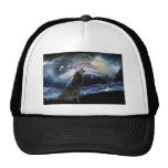 Wolf howling at the moon hats
