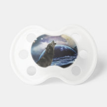 Wolf howling at the moon pacifiers