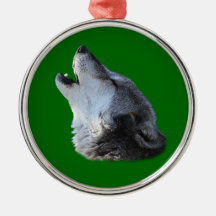 wolf howling christmas tree ornaments