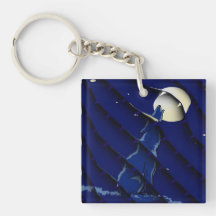 Wolf Howling To The Moon Square Acrylic Key Chains