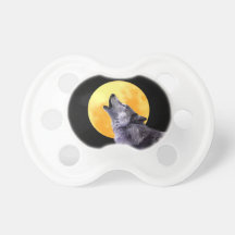Wolf howls at the full moon pacifier