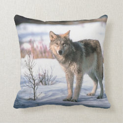 Wolf In Snow Throw  Pillow