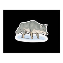wolf in the snow post card