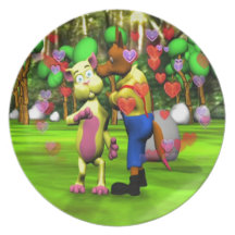 Wolf Kissing Cat Plates