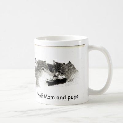 Wolf Mom and pups Mug by kmullarney