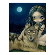 Wolf Moon gothic fantasy Art Print by strangeling Wolf Moon gothic fantasy Art Print