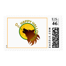 Wolf moon Halloween Postage Stamps