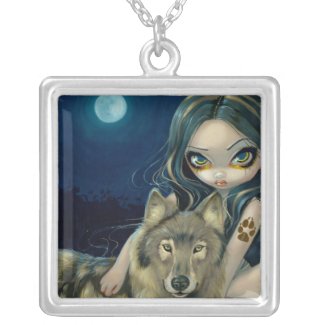 Wolf Moon NECKLACE gothic fairy wolves necklace