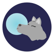 Wolf Moon Round Sticker