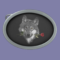 Wolf Rose belt buckles