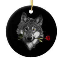 Wolf Rose Christmas Ornament