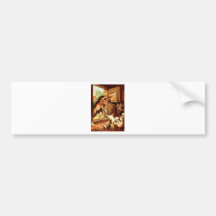 Wolf & Seven Young Kids ~ Fairy Tale Art Painting Bumper Sticker