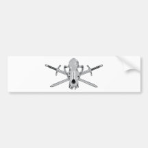 Wolf skull and Swords Bumper Sticker