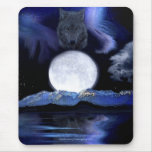 Wolf Spirit, Moon &amp; Aurora Fantasy Art Mousepad