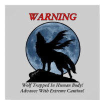 Wolf Warning Poster posters