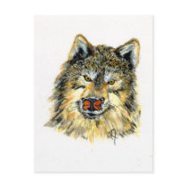 Wolf with Butterfly Postcard