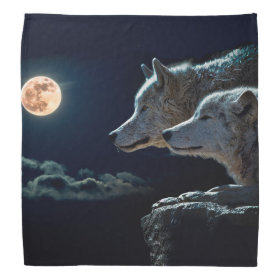 Wolf Wolves Howling at the Full Moon Bandana