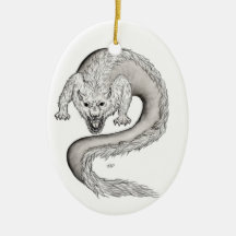 Wolfdragon black and white Design Christmas Ornaments