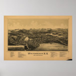 Wolfeboro New Hampshire 1889 Antique Panoramic Map posters