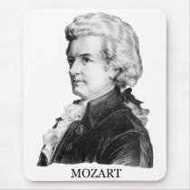 Wolfgang Amadeus Mozart, black Mouse Pads