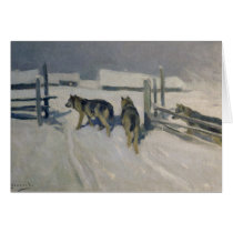 Wolfs, Winter Night, c.1910 Greeting Cards